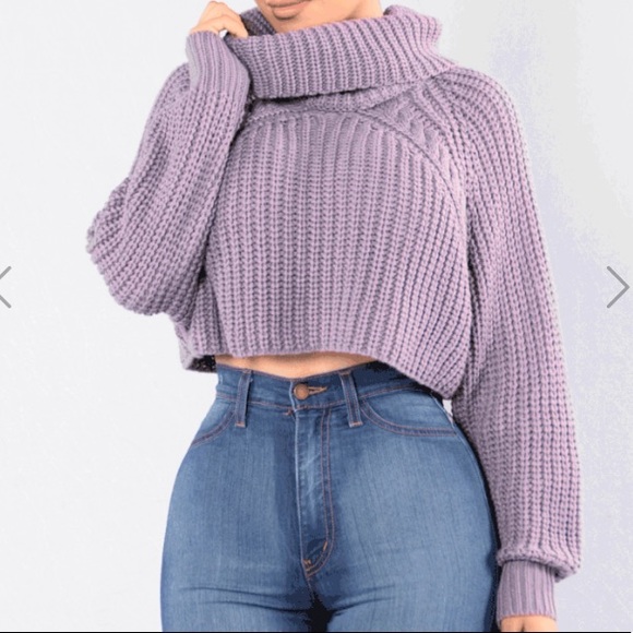 Fashion Nova Sweaters - Fashion Nova Knitted  Lavender Crop Sweater